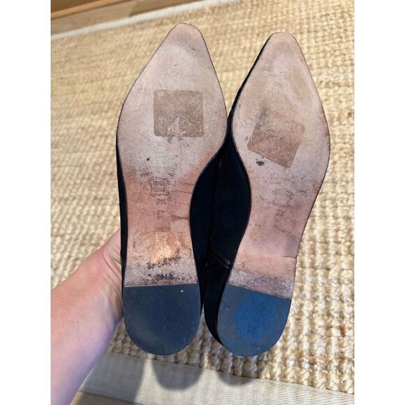 Saks Fifth Avenue Italian Suede Leather Flats Black Pointed Toe Women’s 7.5 B - Picture 6 of 7